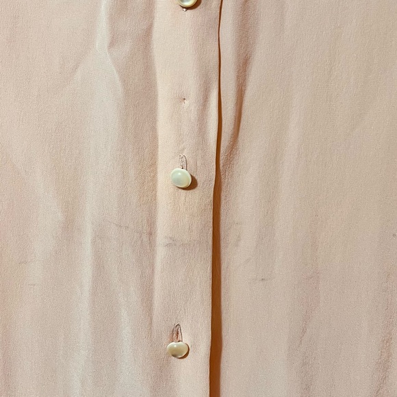 VINTAGE The Silk Farm 100% Silk Lace-Accented Blouse in Soft Peach - Picture 8 of 9